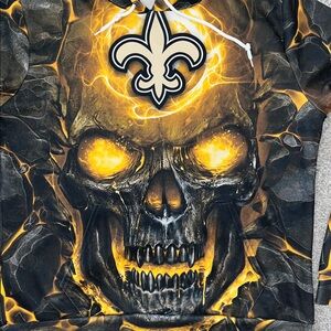 Grim Reaper Skull in Hell New Orleans Saints Hoo Dat Hoodie Hooded sweatshirt L
